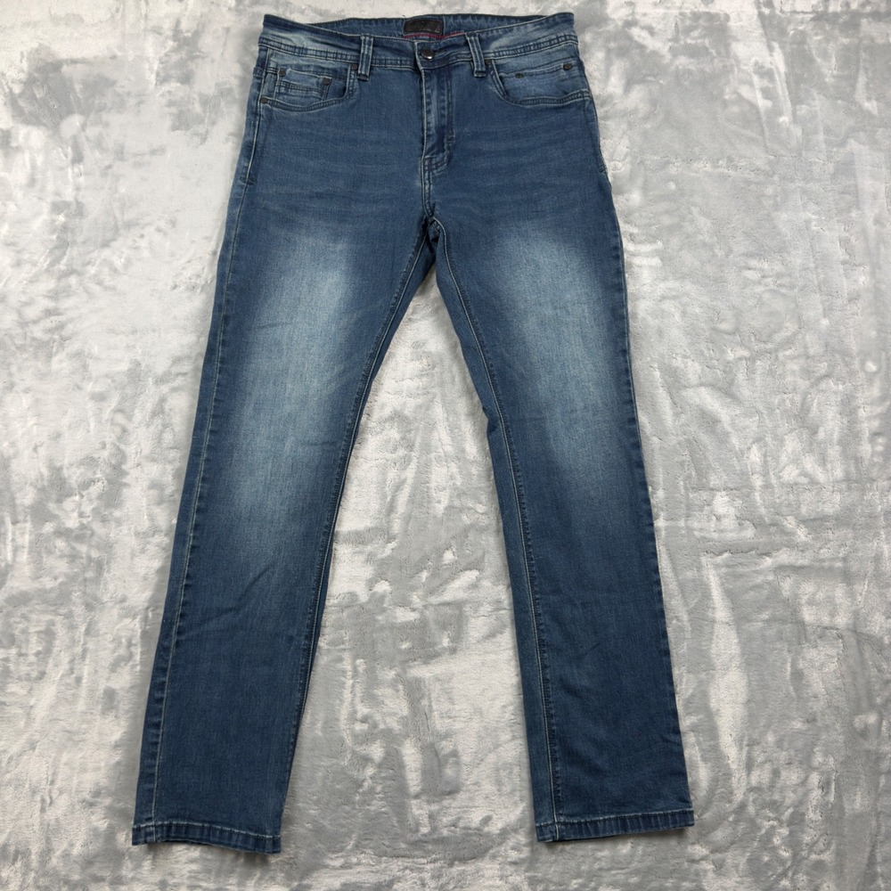 Steve's Jeans Mens 32x32 Medium Wash Straight Leg Stretch Denim Blue Pants